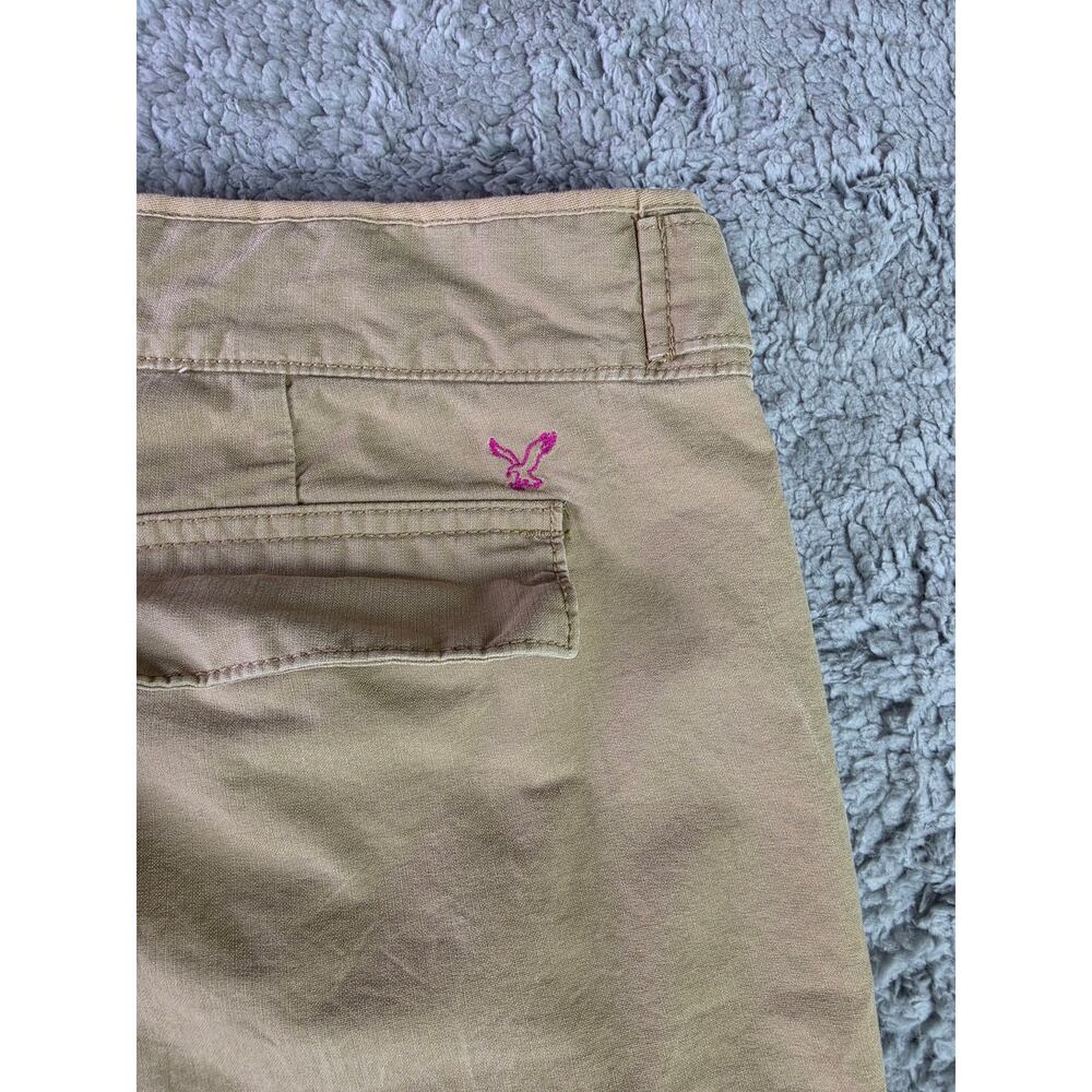 American Eagle Pants Size 12 Khaki Wide Leg Button Detail Preppy Y2K 90s Sailor - Picture 4 of 12